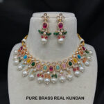 Royal Polki Kundan Pearl Beads Gold Plated Necklace Set