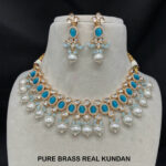 Royal Polki Kundan Pearl Beads Gold Plated Necklace Set