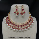 Royal Polki Kundan Pearl Beads Gold Plated Necklace Set