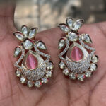 Gold Plated Polki Kundan Dangler Earrings