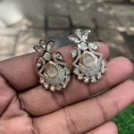 Gold Plated Polki Kundan Dangler Earrings